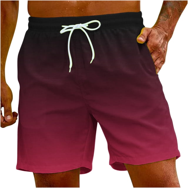 FAIWAD Mens Summer Gradient Shorts Casual Classic Short Pants Elastic Waist Drawstring Comfort Beach Shorts