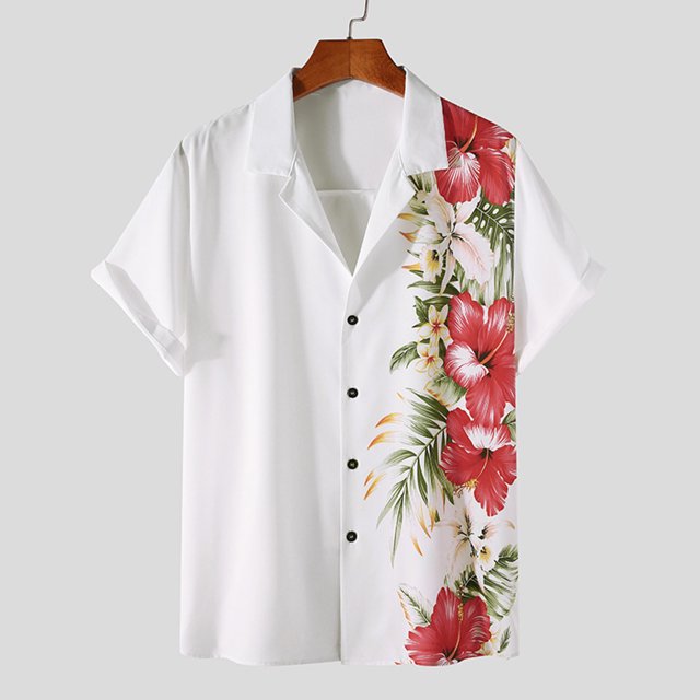 Birdeem Chemise Décontractée pour Homme à Manches Courtes Style Hawaïen de Vacances Blouse T-Shirt