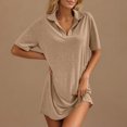 thumbnail image 1 of Ovzne Robes Grande Taille pour Femmes aux Courbes Robe Femme Robe Décontractée Unie à Revers Ample Robe de Vacances à Manches Courtes Liquidation, 1 of 7