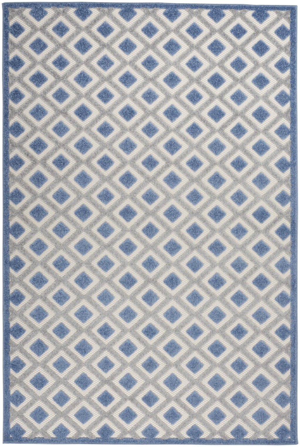 homeroots home decor 385156 6’ x 9’ Blue and Gray Indoor Outdoor Area Rug