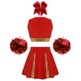 thumbnail image 2 of Miaeowve Tenue d'Uniforme de Cheer pour Filles du Secondaire pour Fête Musicale Vêtements de Cheerleading avec Pompons A Rouge 16, 2 of 5