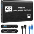 thumbnail image 1 of DIGITNOW 4K Audio Video Capture Card, HDMI USB 3.0 Video Capture Device, Full HD 1080P for Game Recording, Live Streaming Broadcasting-Black, 1 of 7