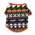 thumbnail image 2 of Halloween Pets Fashion T-Shirt Pumpkin Spider Skull Patterns Print  Neck Short Sleeve Pullover, 2 of 3