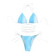 thumbnail image 3 of Qertyioot Women Bandeau Bandage Bikini Set Love Drawstring, 3 of 6