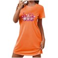 thumbnail image 1 of Chemises de Nuit pour Femmes, Douce Confortable Légère à Manches Courtes Robe de Nuit Confortable pour Dames à Imprimé Cœur Robes de Nuit pour Femmes Robe de Sommeil Orange G, 1 of 5