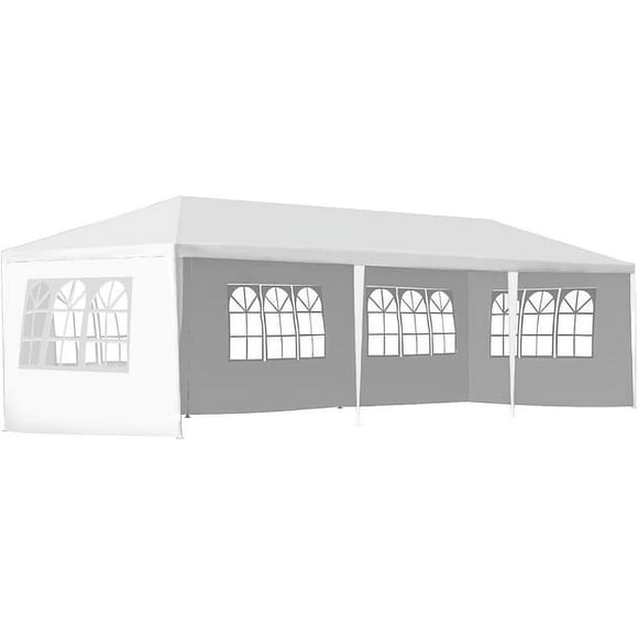 FDW 10x30' Heavy Duty Outdoor Party Tent, 5 Side Panels – Waterproof Canopy for Wedding, Camping, BBQ, Events, Beach, White