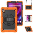 thumbnail image 1 of Case for Lenovo Tab K10 10.3 Inch / M10 FHD Plus 2020 2nd Gen with Screen Protector, 360 Degree Rotating Kickstand Hand Strap Heavy Duty Shockproof Cover with Shoulder Strap, Orange, 1 of 7