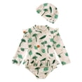 thumbnail image 1 of Little Girls Rash Guard Swimsuit Flower Graphic Printed Sun Protection Long Sleeve Girls Bathing Suit Size 5-6 Years, 1 of 8