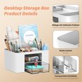 thumbnail image 2 of Multifunctional Desk Organizer Pen Holder - Efficient Space Saving, 7 Compartments, Plastic Office Organizer with, 2 of 7