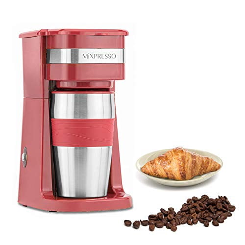 Mixpresso 2-In-1 Single Cup Coffee Maker & 14oz Travel Mug | Portable Coffee Maker For Travel, Personal Drip Coffee Brewer & Tumbler