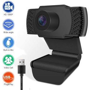 1080P HD Webcam avec Microphones, Live Streaming Widescreen Webcam USB Plug et Play Caméra Web pour PC Ordinateur portable
