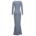 thumbnail image 4 of EQWLJWE Robes Moulantes pour Femmes Élégantes Col Rond Ajusté Manches Longues Aguichant sous-Couche Robe Nuisette, 4 of 6