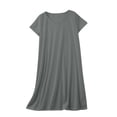 thumbnail image 1 of Yuyuzo Chemises de Nuit pour Femmes à Manches Courtes, Robes de Détente et de Sommeil, Amples, Basiques, Unies, Col Ras du Cou, T-Shirts Confortables, Nuisette, 1 of 6