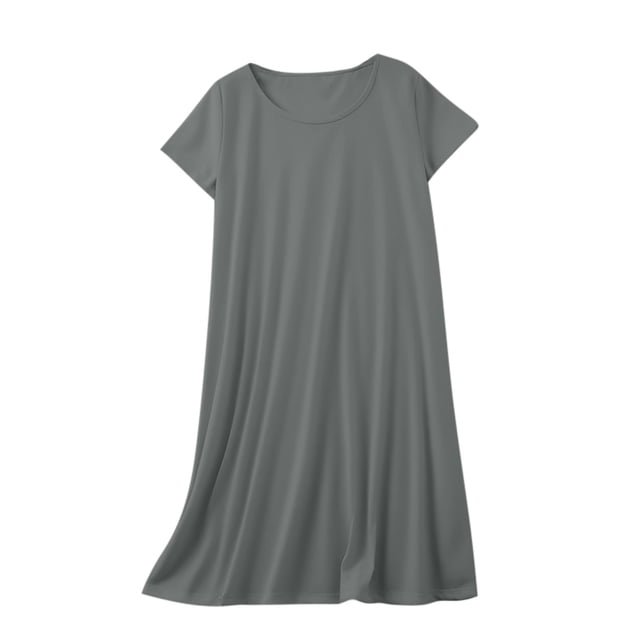 Yuyuzo Chemises de Nuit pour Femmes à Manches Courtes, Robes de Détente et de Sommeil, Amples, Basiques, Unies, Col Ras du Cou, T-Shirts Confortables, Nuisette