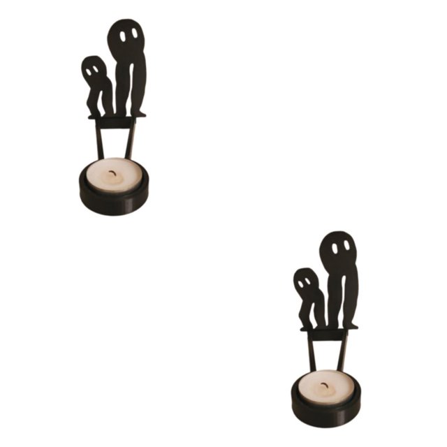 Transemion Stainless Steel Classic Pattern Candle Holders With Vivid Images For Halloween Decor Spooky G 2Set
