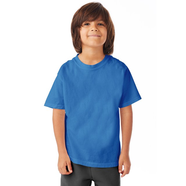 Hanes T-Shirt à Col Rond à Manches Courtes ComfortWash pour Garçons, TG, Bleu Ciel d'Été