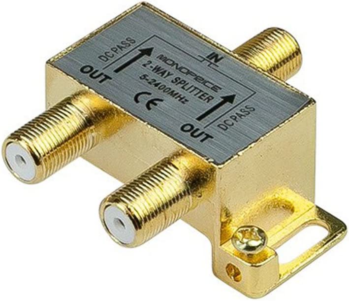 110013 Premium 2-Way Coax Cable Splitter F-Type Screw for Video VCR Cable TV Antenna (110013)