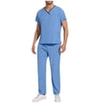 thumbnail image 2 of TIMIFIS Men and Women Scrub Set Stretch V-Neck Scrub Top and Drawstring Waist Joggers Pants Solid Color Comfort Fits Medicals Uniform with Pockets - Spring/Summer, 2 of 7