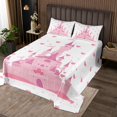 thumbnail image 2 of Girls Castle Queen Coverlet Pink Castle Printed Quilt Set for Girls Princess Style Fansty Bedspread Set Hand Drawn Soft Decor Bed Set for Bedroom Decor, 2 of 5