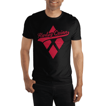 Harley Quinn T-Shirt Noir pour Femmes Juniors avec Logo en Losanges