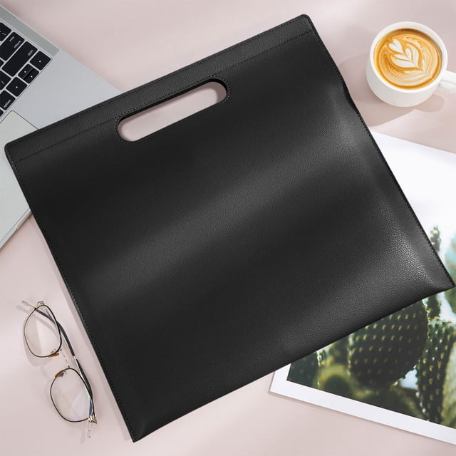 Magnetic A4 Document Bag Waterproof PU Leather Tablet File Organizer with Secure Closure for Office Work, School, and Business Professionals Hzhnb | Pu, Black