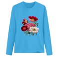 thumbnail image 4 of CEHVOM T-shirt Décontracté Imprimé pour Femmes Col Rond Manches Longues Blouse, 4 of 6