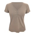 thumbnail image 4 of B91xZ Womens Tshirt Rétro T-Shirt de Saint Valentin Casual Lover Cadeau Blouse Tops, Kaki XL, 4 of 5