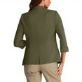 thumbnail image 3 of HongQid Blazer Décontracté pour Femmes à un Bouton devant, Manches 3/4 Froncées, Col Cranté, Léger pour Bureau avec Poches, 3 of 4