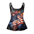 thumbnail image 4 of NIEWTR Womens Tankini Tops Spaghetti StrapsTummy Control Swimsuit Top American Flag Graphic Bathing Suit Top(Navy,M), 4 of 5