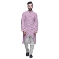 thumbnail image 1 of Atasi Kurta à Manches Longues Imprimé, Boutonné, Asymétrique, Kurta de Designer pour Garçons, 1 of 5
