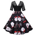 thumbnail image 4 of Jsaierl Robes de Noël pour Femmes 2024 Élégantes Décontractées à Manches Courtes Robe en Dentelle Robe de Fête des Fêtes Cocktail Robe à Volants, 4 of 5