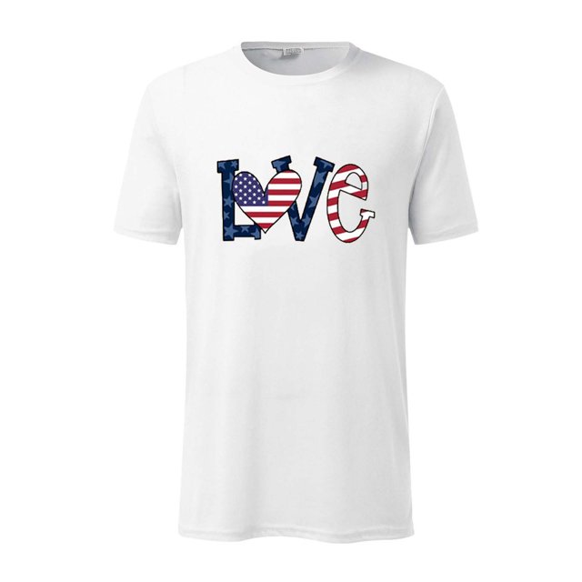 RKSTN Chemises pour Hommes Manches Courtes Saint-Valentin Manches Courtes Impression Drapeau Col Rond Chandail T-Shirt Blouse Chemises Hawaïennes pour Hommes