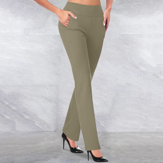 LSLJS Pantalon Évasé Ajusté pour Femme, Mode Décontractée, Tempérament, Couleur Unie, Tricoté, Micro-Tiré