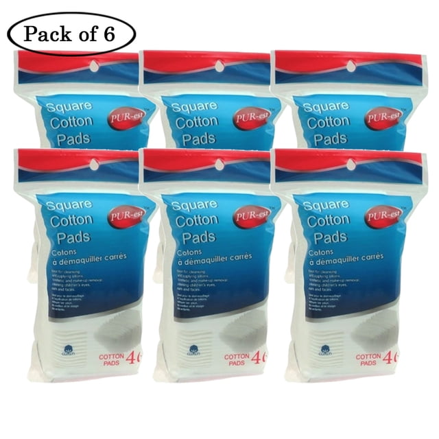 Purest Serviettes Hygiéniques en Coton Carrées dans un Sac en Poly, 40 Serviettes Hygiéniques, Lot de 6