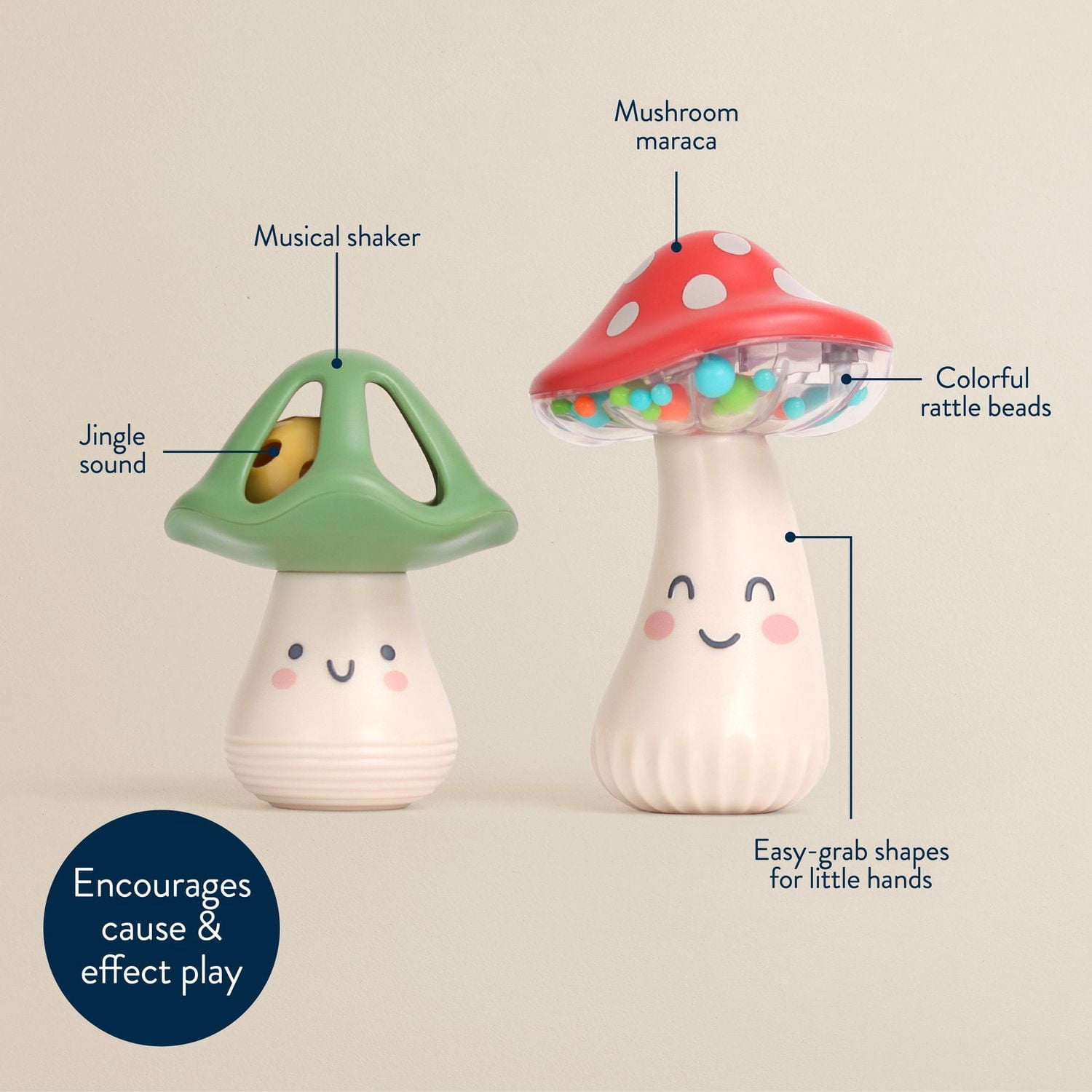 Itzy Ritzy Mini Maraca Ensemble musical de 2 pièces, tête en plastique, pour nourrissons, 6 mois et plus