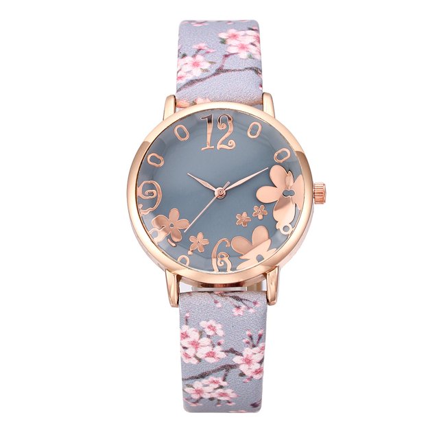 Montre à Quartz pour Femmes, Mode, Fleurs Embossées, Petite, Imprimée, Ceinture, Étudiante