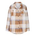 thumbnail image 4 of EGNMCR Womens Plaid Shacket Jacket Button Long Sleeve Shirt Coat Fall Winter Loose Flannel Jacket, 4 of 8