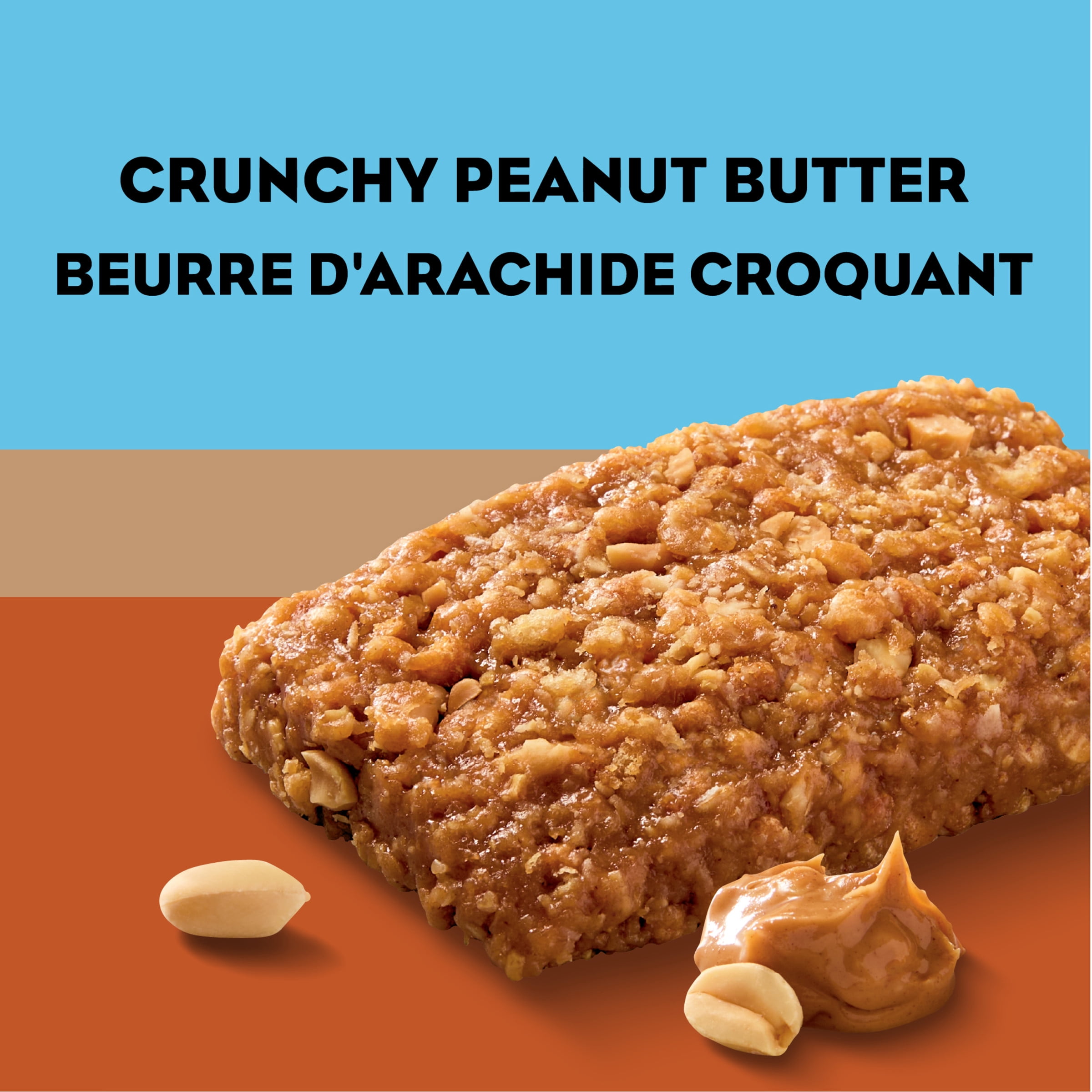 CLIF BAR Barres Énergétiques, Beurre d'Arachide Croquant, Barre Granola, Riche en Protéines, Contient 70 % d'Ingrédients Biologiques Boîte de 10 Barres