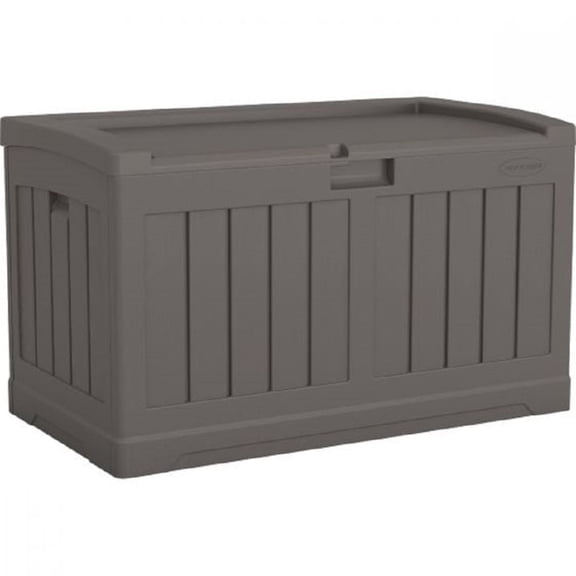 Suncast 50 gal Resin Deck Box with Seat – Weather-Resistant Outdoor Storage and Seating Solution - Stoney
