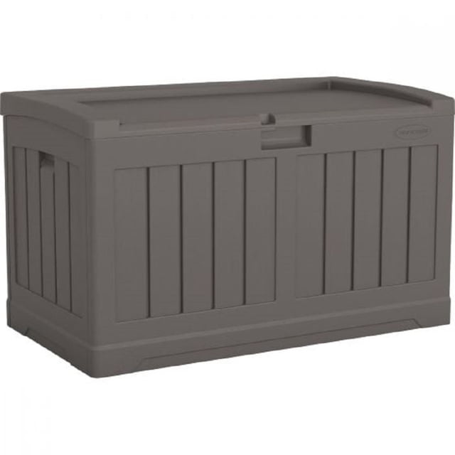 Suncast 50 gal Resin Deck Box with Seat – Weather-Resistant Outdoor Storage and Seating Solution - Stoney