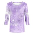 thumbnail image 4 of Pisexur Blouse Grande Taille Manches 3/4 pour Femmes Mode Décontractée Col Rond Imprimé Vintage T-Shirts Chemises Amples Tunique, 4 of 4
