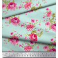 thumbnail image 2 of Soimoi Tissu Voile de Coton Feuilles, Roses et Pivoines Imprimés Floraux au Mètre 56 Pouces de Large, 2 of 3