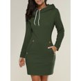 thumbnail image 1 of Spring Autumn Hooded Drawstring Women‘s Sweatshirt Dress Fashion Solid Pocket Package Hip Ladies Mini Dresses Plus Size, 1 of 7