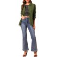 thumbnail image 2 of INSPIRE CHIC Women's Drawstring Waist Flap Pocket Zip Button Utility Jacket, 2 of 6