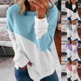 thumbnail image 3 of T-Shirt Ample pour Femme à Manches Longues, Chandail à Enfiler, Haut Patchwork à Col Rond, Blouse pour Usage Quotidien, 3 of 8