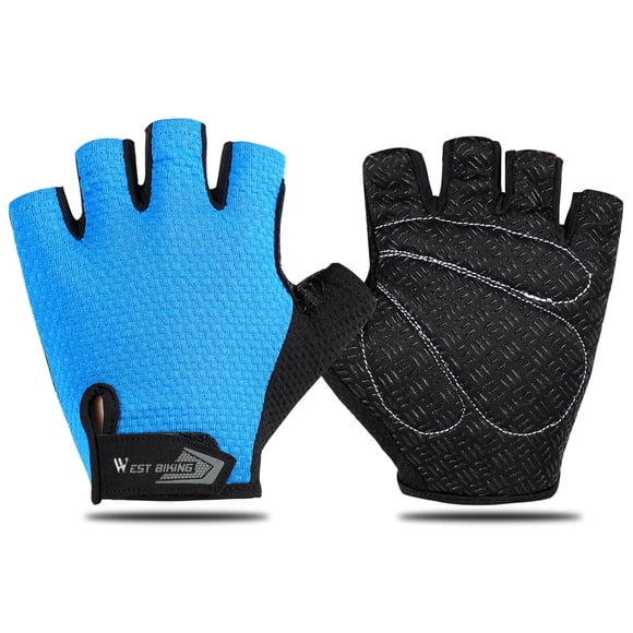 WEST BIKING Gants de Cyclisme - Gants Respirants Antidérapants à Demi-Doigts pour Vélo de Montagne, Taille M, Bleu