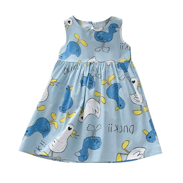Kcodviy Robe d'Été pour Filles Robe Décontractée Lavande Robe Bébé Princesse Robes Sans Manches à Fleurs Tenues pour Filles Taille 12 Imprimé Robe de Plage pour Enfants