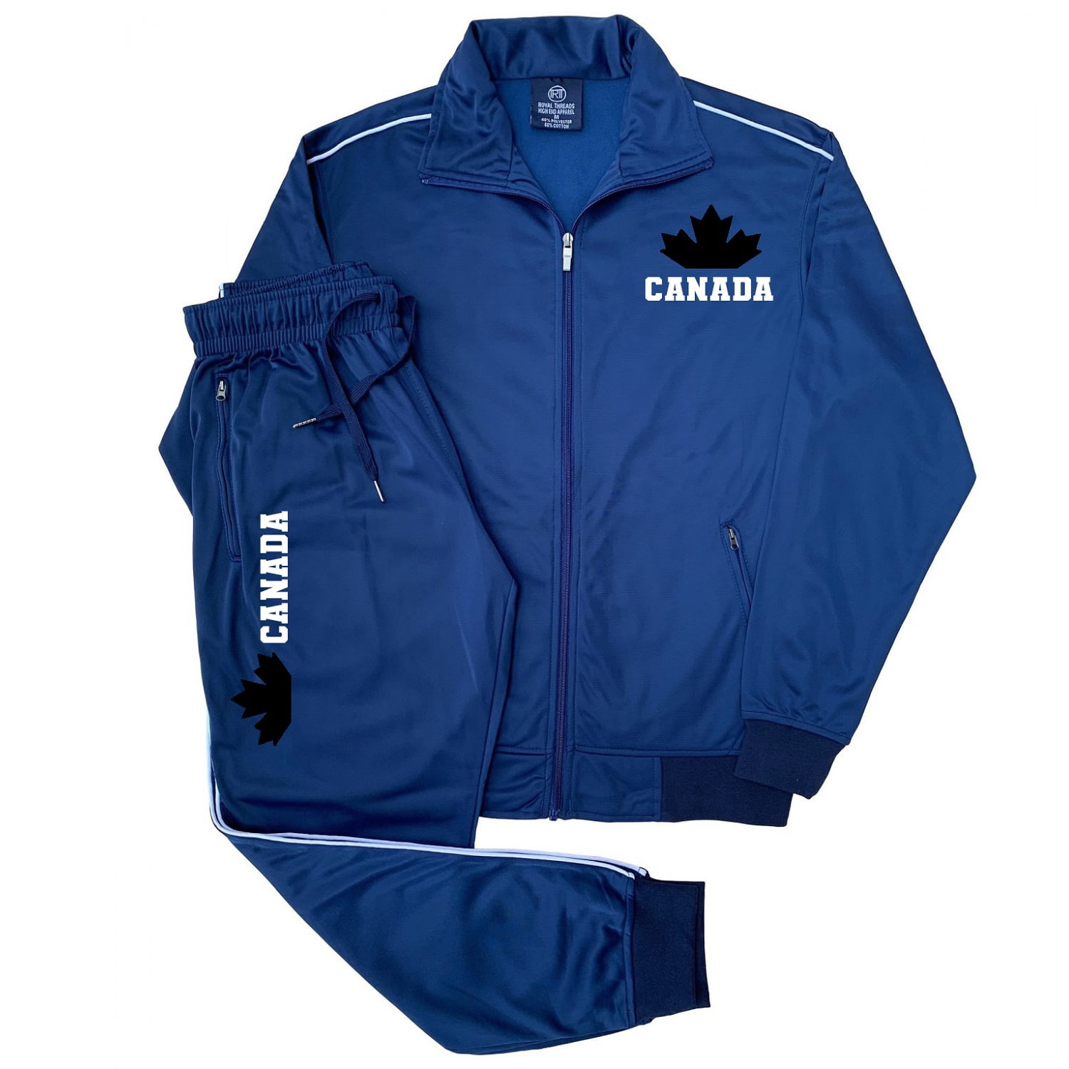 Men's Canada Print Designer Heritage Tracksuit With Track Jacket & Jogger Trackpants