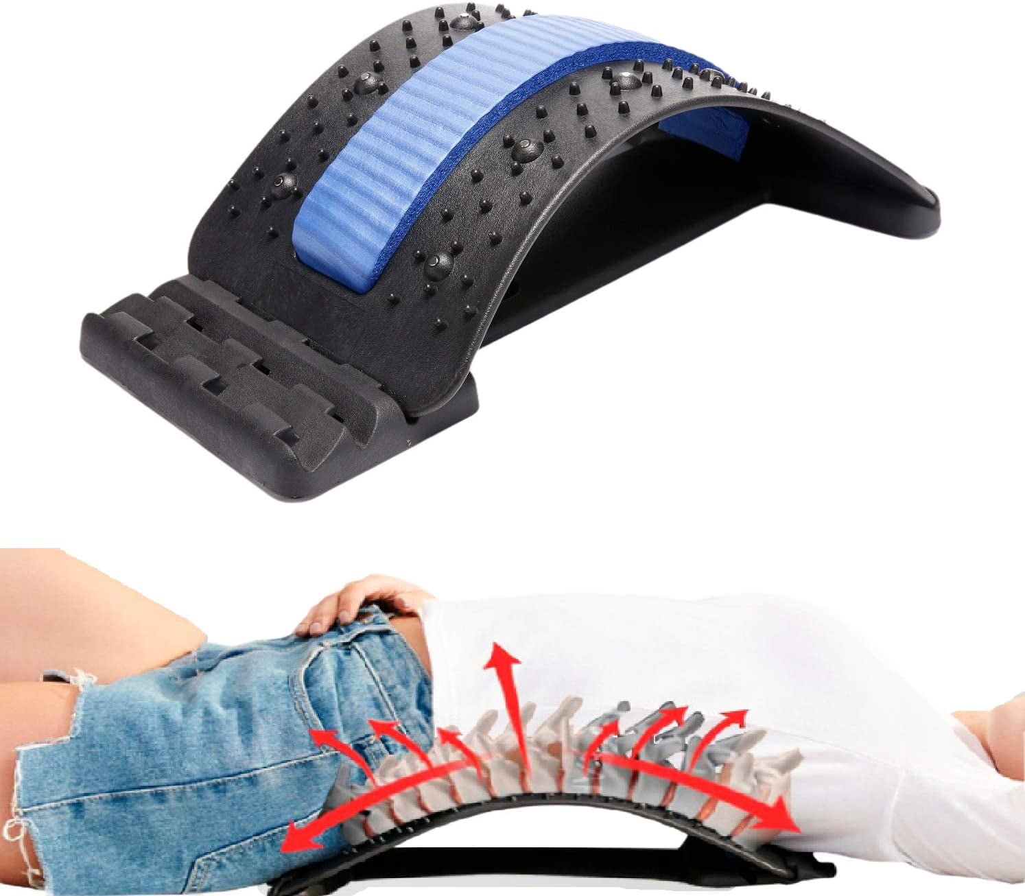 Back Stretcher Lumbar Support with Magnetic Acupressure Points,Lower Back Pain Relief Massage for for Back Pain, Herniated Disc, Sciatica, Scoliosis