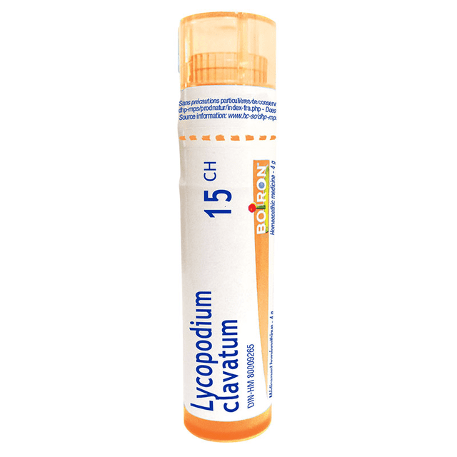 Boiron Lycopodium Clavatum 15ch – 4g tube with approximately 80 quick-dissolving, unflavored pellets. This homeopathic medicine features a hygienic dispenser for precision dosing and is suitable for adults, children, and infants. Compact design makes it ideal for targeted relief at home or on the go.